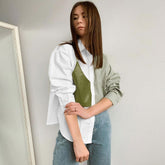 Langarmhemd mit kontrastfarbenem Panelbesatz - Grün